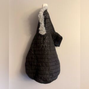 Top Paw Black Skull Dog Coat w/ Fur Trim Hood XL